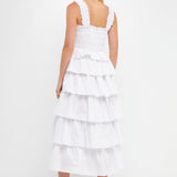 Smocked Bust Multi Ruffled Maxi Gown
