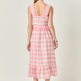 Plaid Ruffled Midi Dress