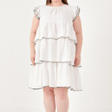 Plus Size Contrast Detail Babydoll Dress