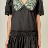 Floral Collar Detail Mini Dress