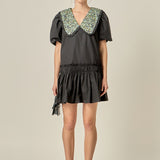 Floral Collar Detail Mini Dress