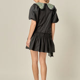 Floral Collar Detail Mini Dress