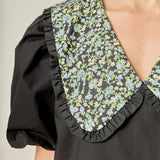 Floral Collar Detail Mini Dress