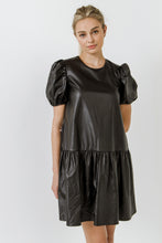Load image into Gallery viewer, Pu Puff Sleeve Mini Dress
