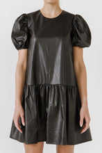 Load image into Gallery viewer, Pu Puff Sleeve Mini Dress
