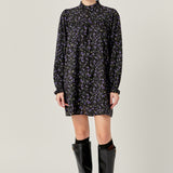 Floral Button Detail Mini Dress