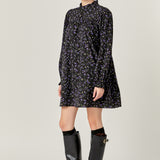 Floral Button Detail Mini Dress