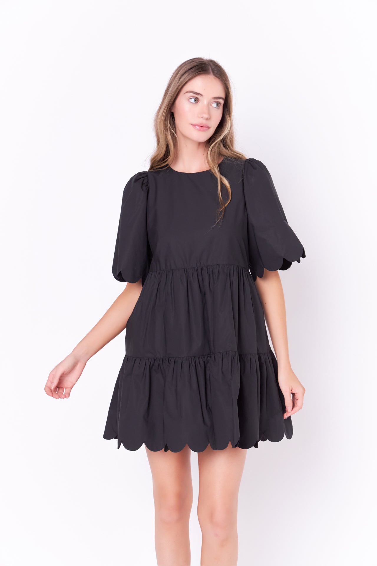 Scallop Detail Mini Dress – English Factory