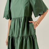 Scallop Detail Tiered Mini Dress