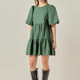 Scallop Detail Tiered Mini Dress