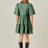 Scallop Detail Tiered Mini Dress