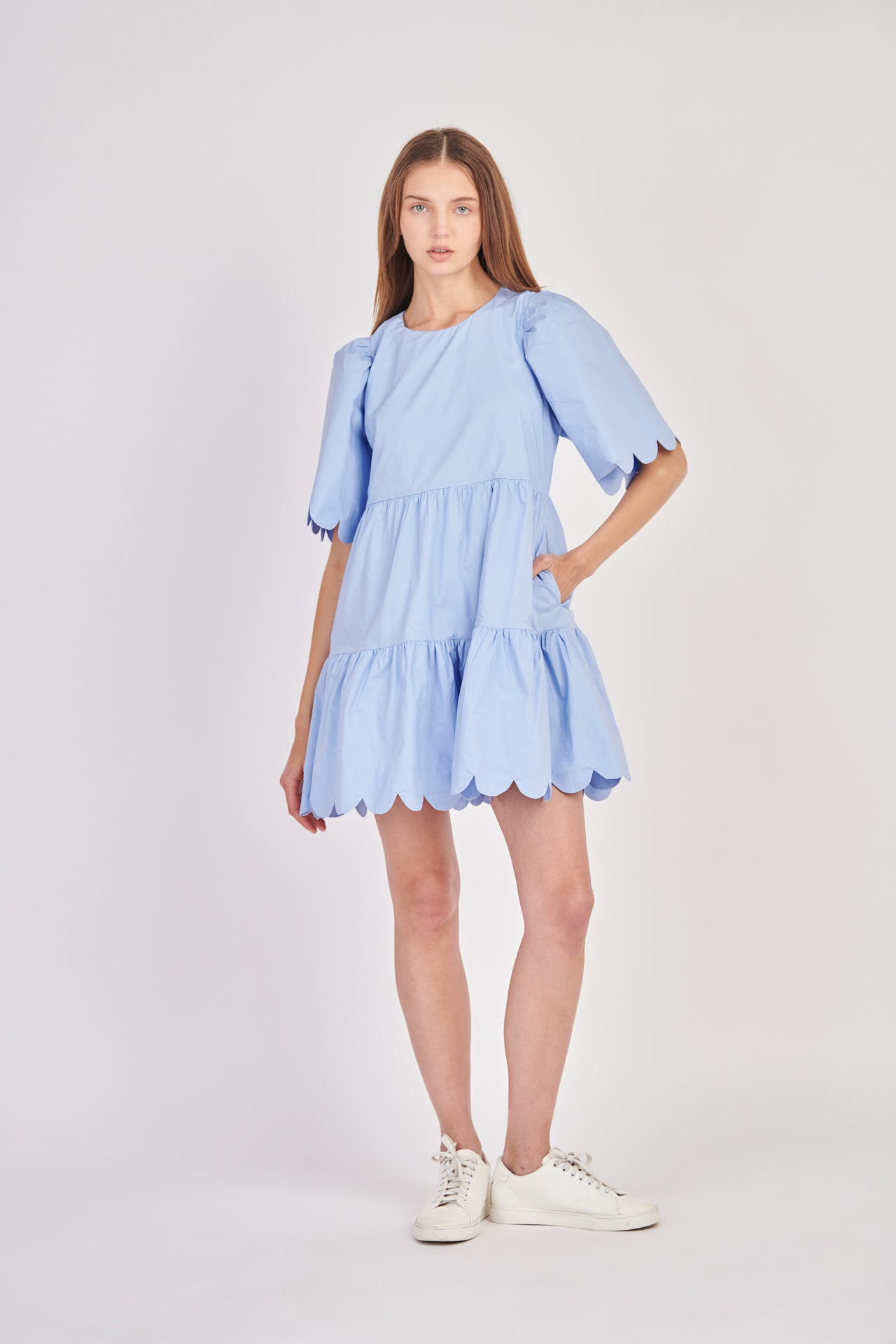 Scallop Detail Mini Dress – English Factory