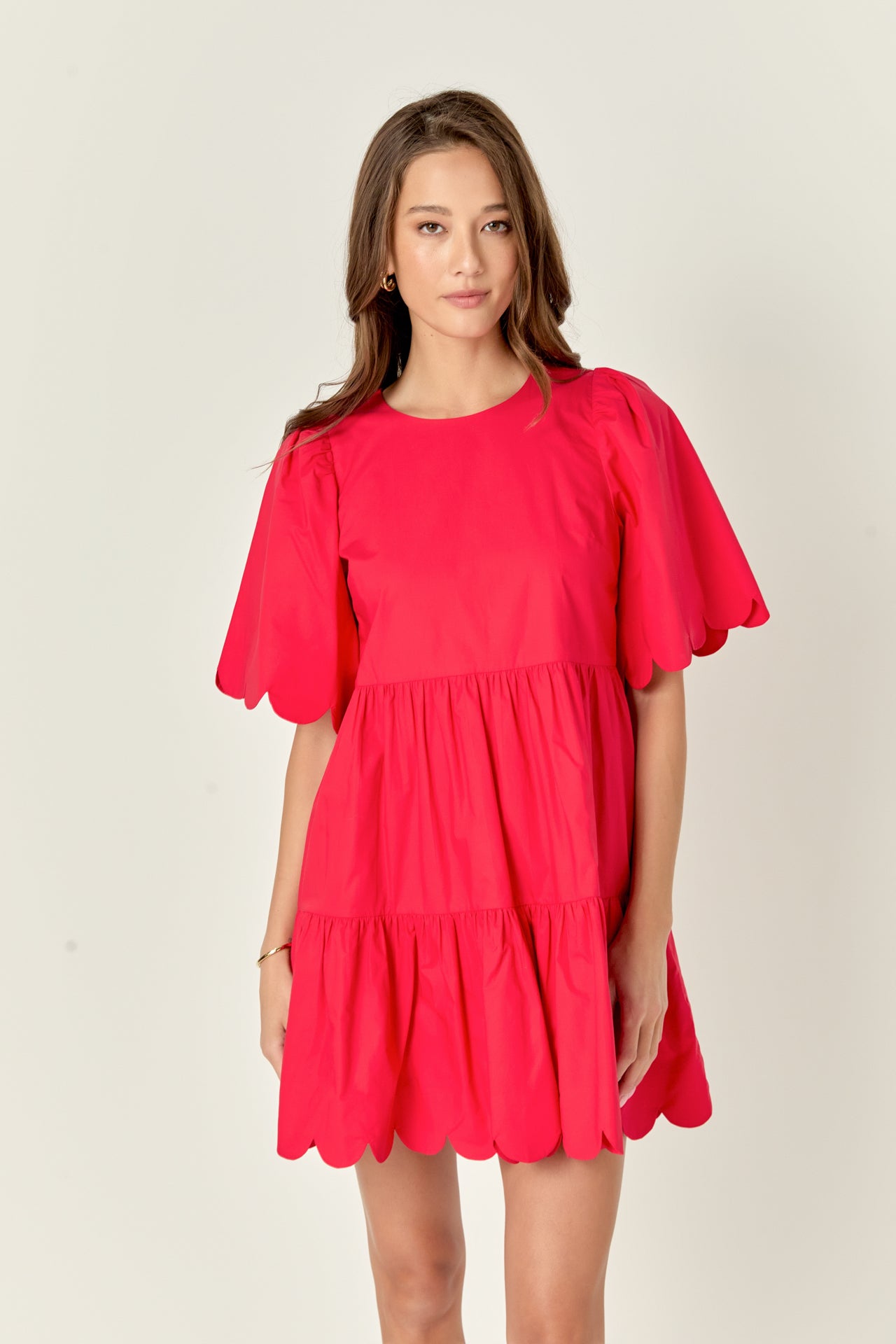 Scallop Detail Tiered Mini Dress – English Factory
