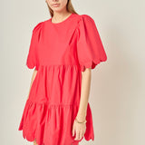 Scallop Detail Tiered Mini Dress