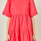 Scallop Detail Tiered Mini Dress