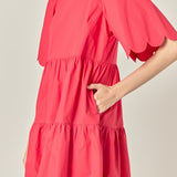 Scallop Detail Tiered Mini Dress