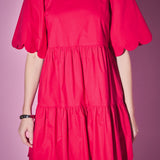 Scallop Detail Tiered Mini Dress