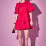 Scallop Detail Tiered Mini Dress