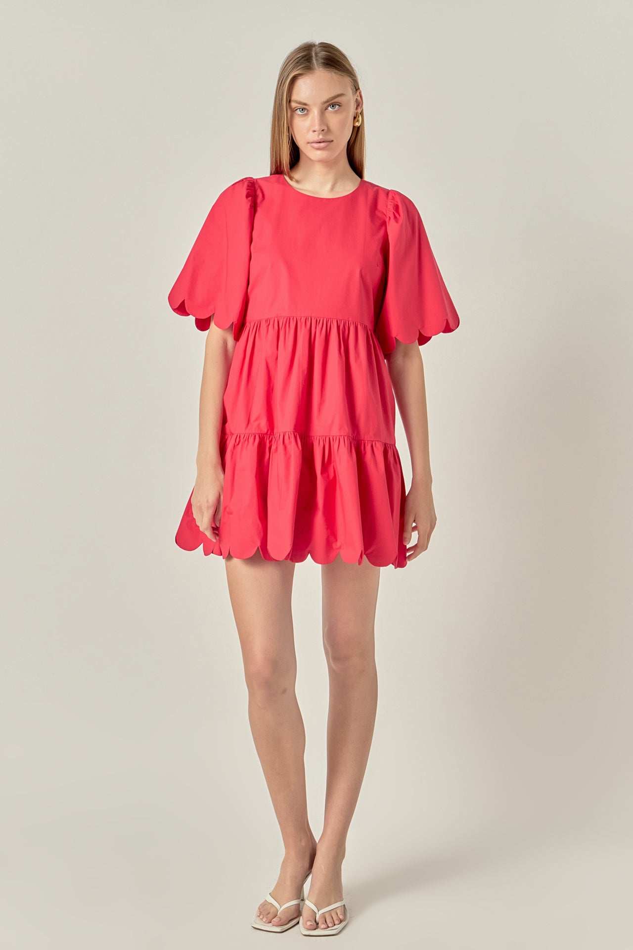 Scallop Detail Tiered Mini Dress – English Factory