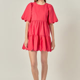 Scallop Detail Tiered Mini Dress