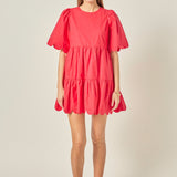 Scallop Detail Tiered Mini Dress