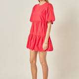 Scallop Detail Tiered Mini Dress