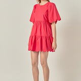Scallop Detail Tiered Mini Dress