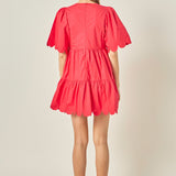 Scallop Detail Tiered Mini Dress