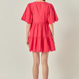 Scallop Detail Tiered Mini Dress