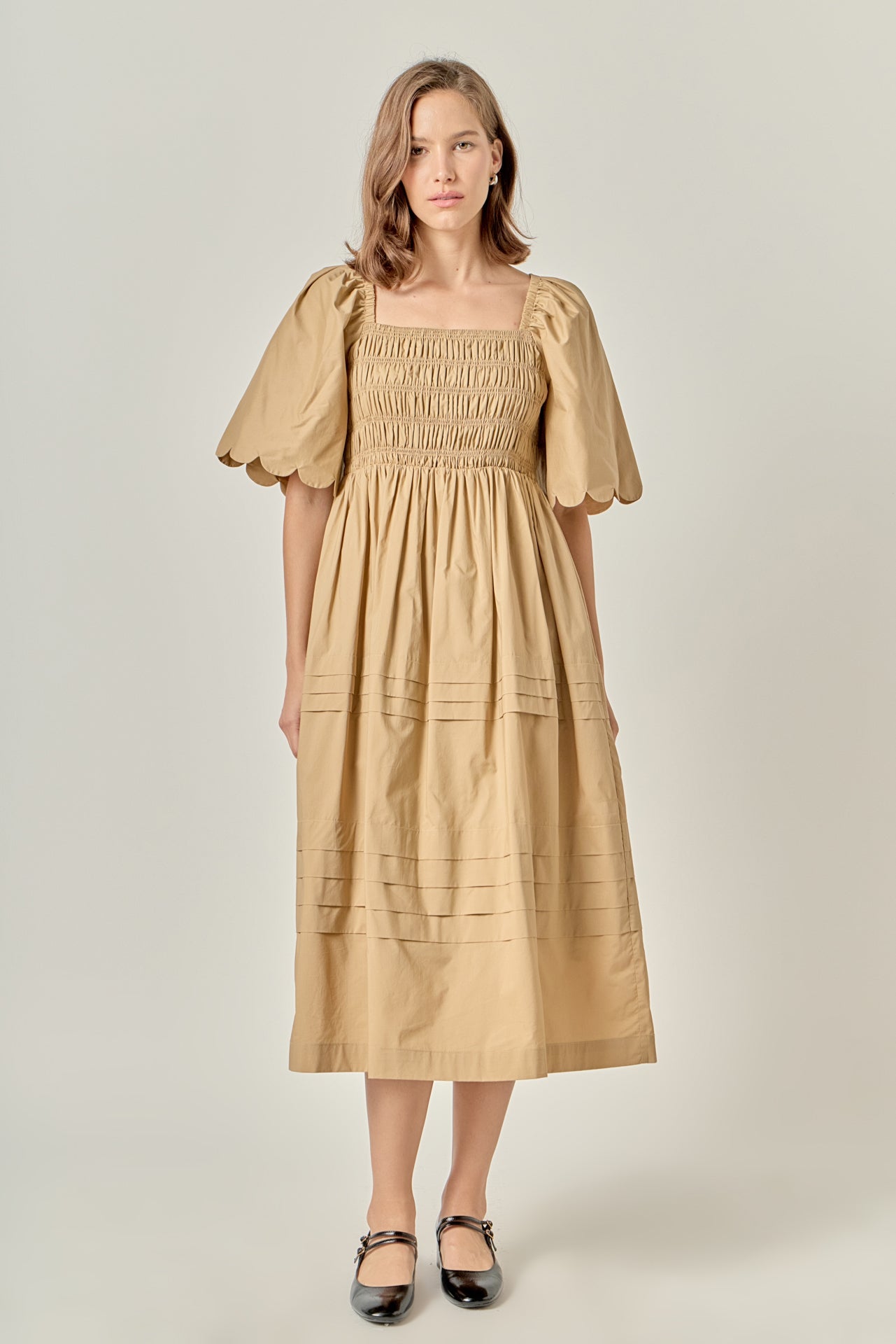 Scallop Detail Midi Dress – English Factory