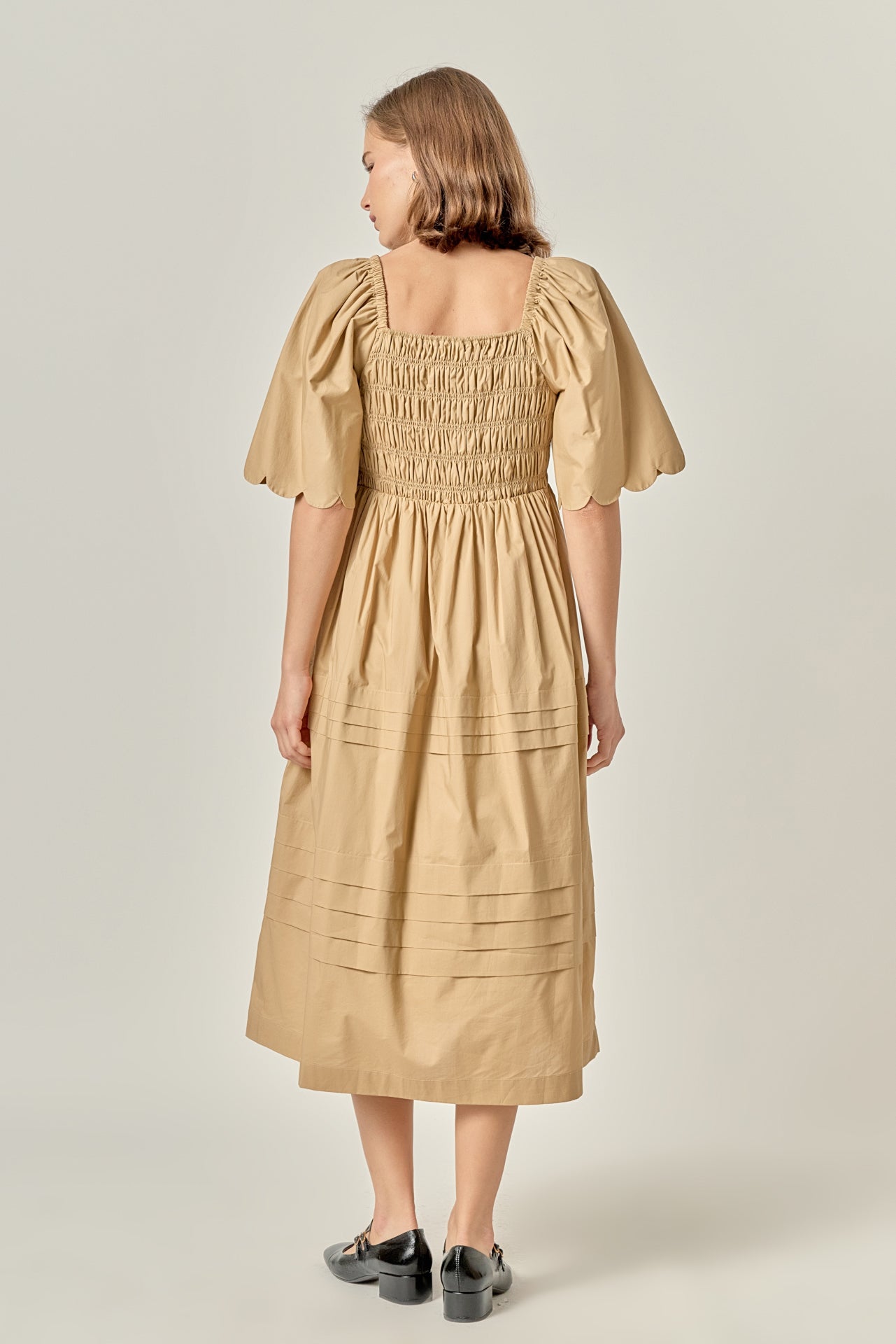 Scallop Detail Midi Dress – English Factory