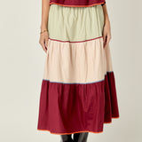 Color Block Midi Skirt