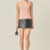 Square neckline Scallop Edge Knit Tank Top