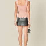 Square neckline Scallop Edge Knit Tank Top