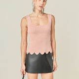 Square neckline Scallop Edge Knit Tank Top