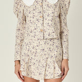 Floral Print Puff Long Sleeve Top