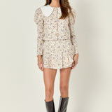 Floral Print Puff Long Sleeve Top