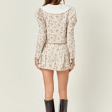 Floral Print Puff Long Sleeve Top