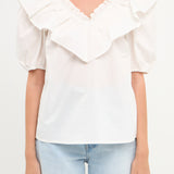 Ruffle Detail Puff Sleeve Top