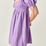 Pleated Detail Puff Sleeve Mini Dress