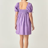 Pleated Detail Puff Sleeve Mini Dress
