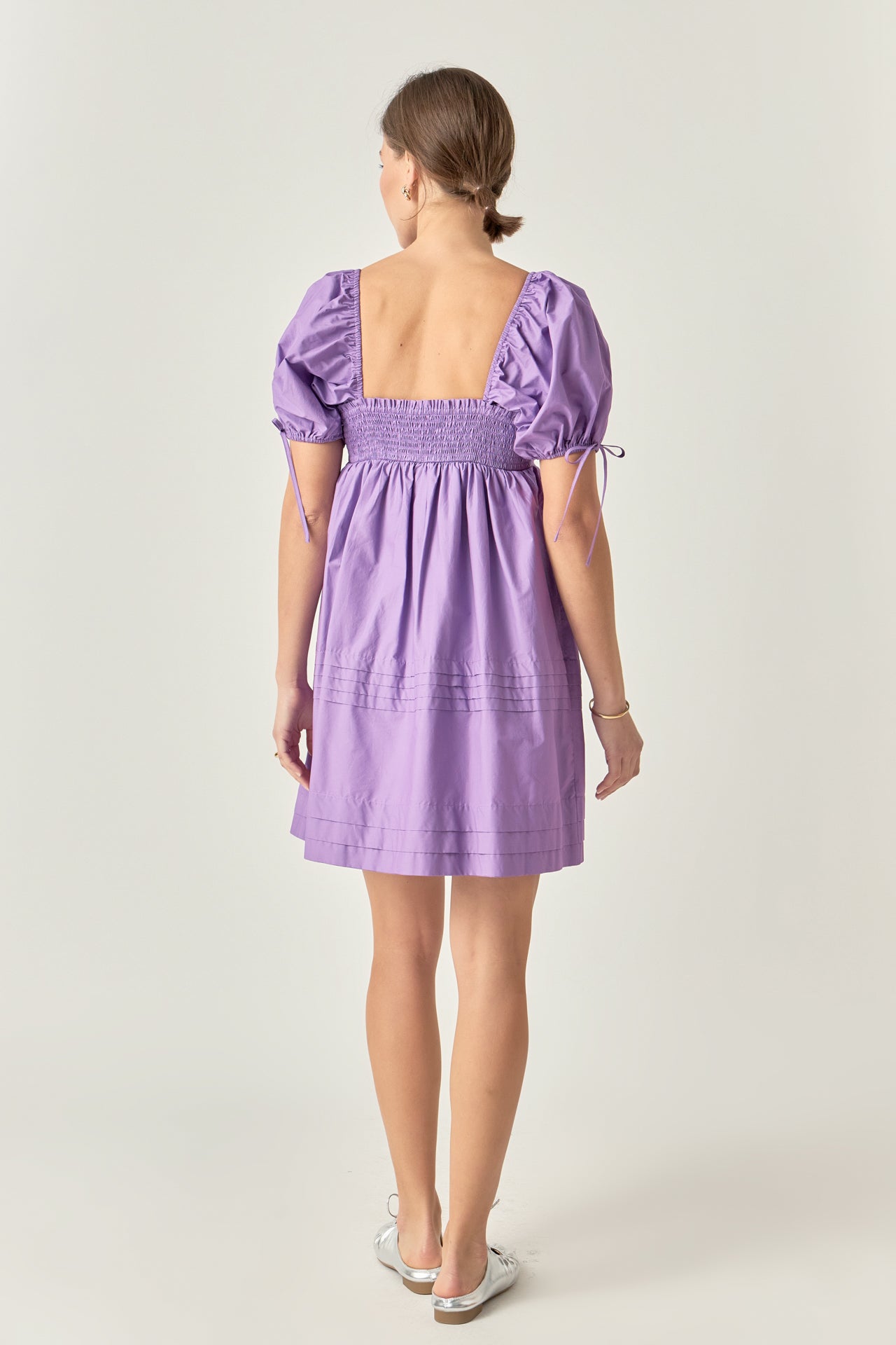 purple puff sleeve dress English Factory