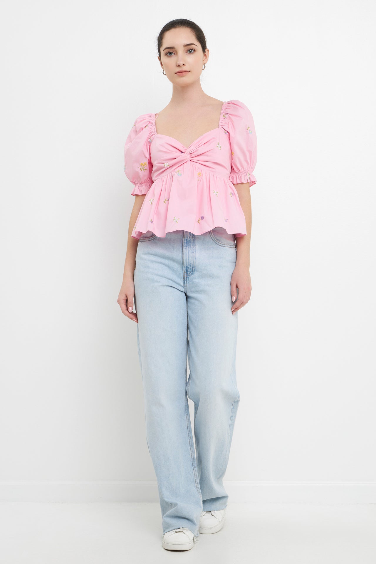 Multi Floral Embroidery Top – English Factory