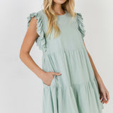 Ruffled Detail Mini Dress