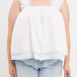 Contrast Embroidery Tiered Top- Sold Out