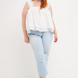 Contrast Embroidery Tiered Top- Sold Out