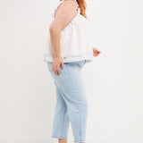 Contrast Embroidery Tiered Top- Sold Out