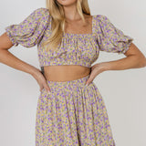 Women Woven Floral Cropped Blouse