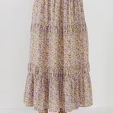 Floral Shirring Detail Long Skirt