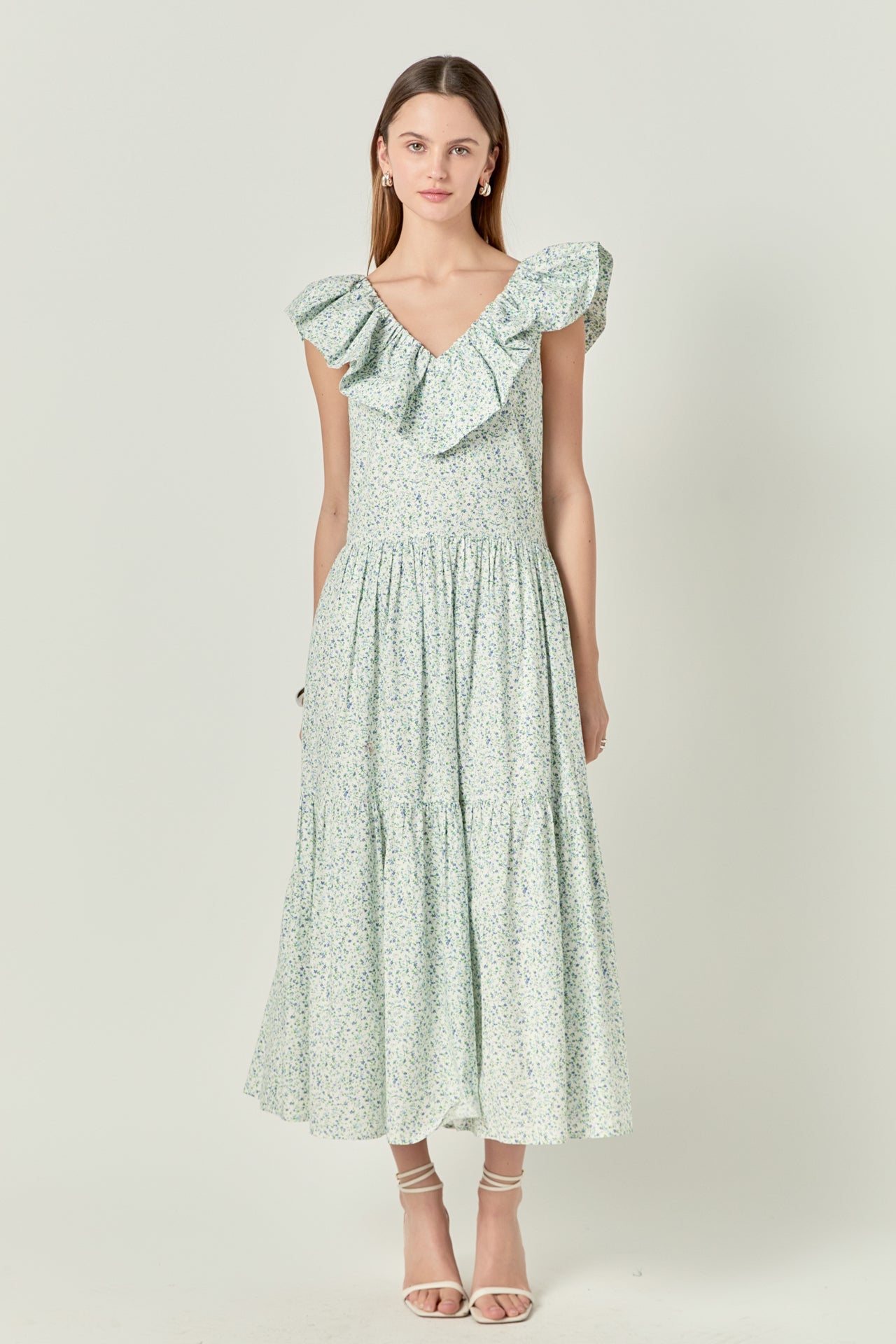Floral Ruffled Midi Dress